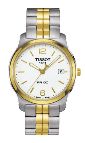 Tissot PR 100 Quartz 38 Stainless Steel / Yellow Gold PVD / White / Bracelet